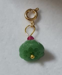 Natural Green Jade Lotus and Ping An Kou Charms