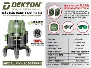Máy cân mực laser 5 tia xanh Dekton DK-LS0505XPRO