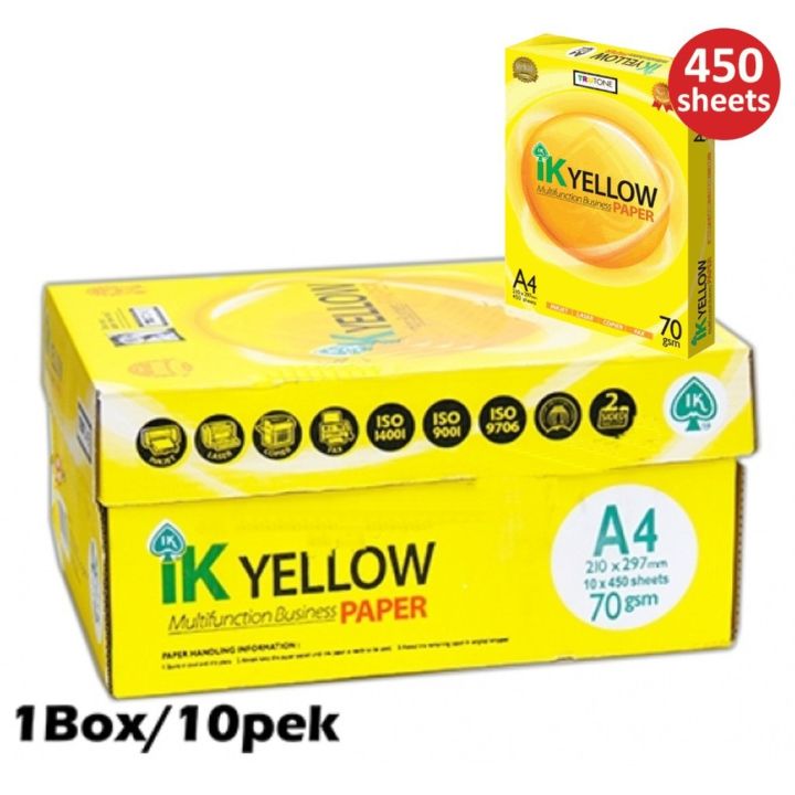 IK Yellow 80gsm A4 Paper - 450's X 10reams - Copier Paper A4