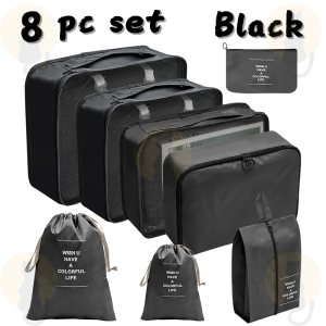 ✅[SG] Compression Travel Packing Cube Set / 8pc & 10pc Luggage Organiser/ Large Compression Nylon Travel Bag / Shoe Bag