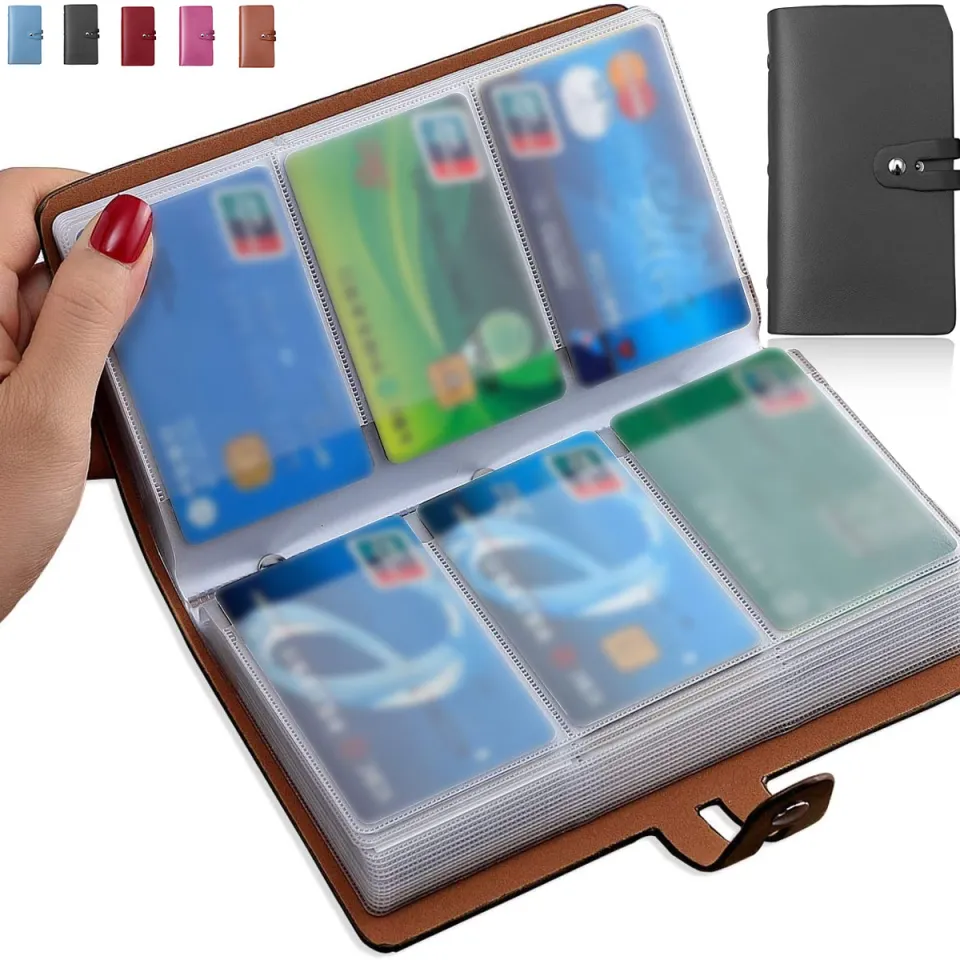 RFID Credit Card Holder, Leather Business Card Organizer with 96