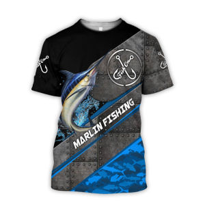 Hình Câu Cá 3D in nam mùa hè của áo thun cá tính thời trang giản dị tất cả mọi thứ kích thước lớn O cổ nhanh khô tay ngắn