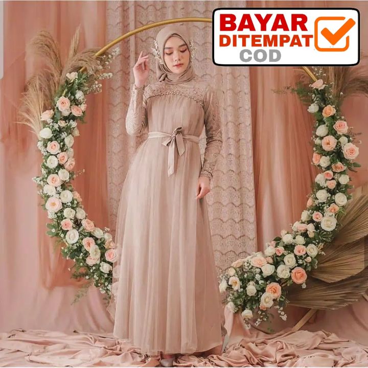 Maxi Brukat Tulle Mikayla Premium Mewah Murah Gamis Brokat Size