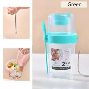Luckylkh Portable double salad cup with up-down separation and 2-way layering for salad dressing.