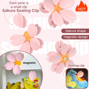 Small and exquisite magnetic cherry blossom clip magnetic refrigerator sticker decorative book clip moisture-proof and easy to use high-color flower refrigerator sticker cherry blossom shape sealing clip soft and durable