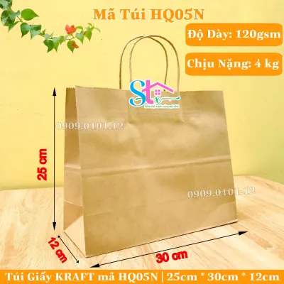 Combo 50 túi giấy kraft có quai cao cấp nhật bản Túi giấy xi măng bảo vệ môi trường túi kraft đựng quà tặng túi đựng quà