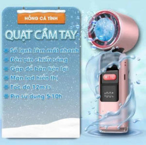 Quạt Cầm Tay Mini Sò Lạnh Dung Lượng 6000mAH Làm Mát 199 Tốc Độ Gió Gấp Gọn Tặng Kèm Dây Đeo