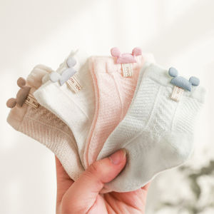 เท้าข้อสั้น ผ้าตาข่าย ระบายอากาศ ลายการ์ตูน สำหรับเด็กทารกแรกเกิด