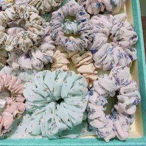 Dây buộc tóc Scrunchie Vải Voan Hoa Nhí Siêu Nhún Siêu To Dây Cột Tóc Style Hàn Quốc