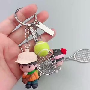 Móc Khóa Tennis Mini Hình Nhân Vật Dễ Thương – Vợt Tennis Bóng Tennis Trang Trí Quà Tặng Ý Nghĩa