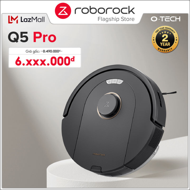 Roborock Q5 Pro robot hút bụi lau nhà | Lực hút 5500Pa - Chổi chính kép | Hàng Chính Hãng