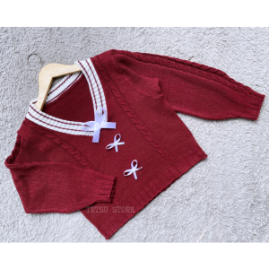 Sweater Cardigan Rajut Crop Top Wanita / Atasan Rajut Wanita / Baju Rajut Korean Style - Cardigan Crop