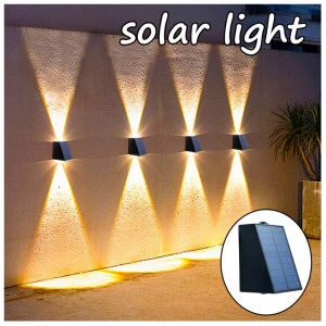 2LED Solar Wall Light Outdoor Lighting Waterproof Street Decoration Fence Lamp for House Garden Christmas