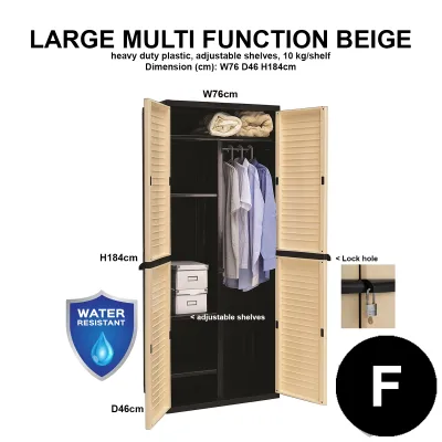 [SG] Optimus Large Storage Cabinet Grey | Heavy Duty Plastic Cabinet | Suitable For Corridor Outdoor Space Foyer Balcony Garden Yard Storeroom | Good for storing Gardening Tools Handy-Man Tools Bulky Items Household Items Clothes