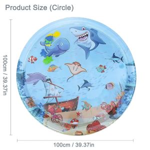 Water Play Mat Cooling Mat 100cm Large Playing Mat Foldable PVC Anti-Scratch Thick Surface with Pumb and 3 Patches Toy for CatsDogsPets Gift