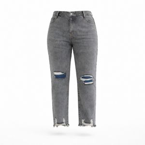 Sys Clothier Boyfriend Grammy Jeans Wanita l Denim High Waist Snow Black Big Size (Size 27-34)