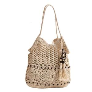 Bohemian Shoulder Purse with Tassels Large Capacity Underarm Bag Vacation Handbag for Casual Travel and Beach Holidays