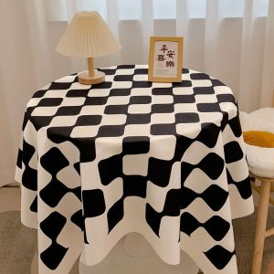 CILL Cotton Checkerboard Tablecloth Dustproof Korean Style Table Cover INS Colourful Plaid Tablecloth Round Table