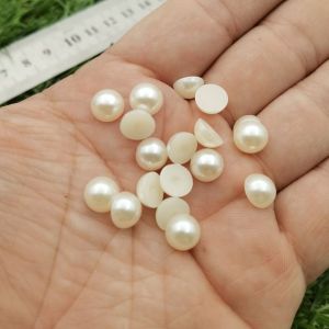 MUTIARA TINDIK MUTIARA PAKU SEPARUH HALF BEADS UKURAN 6MM WARNA BW KUALITAS AA PER 50 GRAM