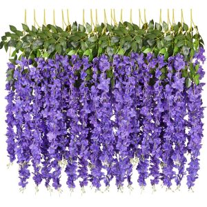 12PCS 110CM Artificial Silk Flower Garland Vine Wisteria Leaf Hanging Wedding Party Home Decor