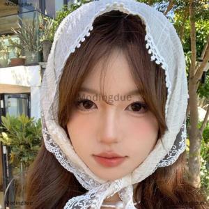 [COD] Modingdue French Style Lace Flower Pattern Triangular Scarf Headband Lolita Silk Scarf Headdress Turban Womens Fashion Hair Accessories
