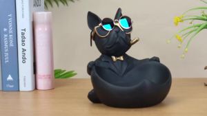 Bulldog Cool Sculpture Dog Statue Butler Storage with Tray Nordic Table Decoration Ornament Animal Figurines Coin Piggy Bank