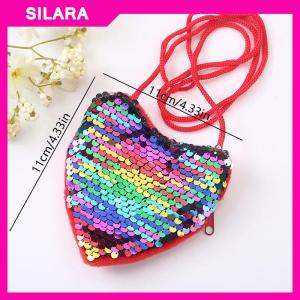SILARA Creative Sequin Coin Purse Little Girl Messenger Love Shoulder Bag Coin Purse