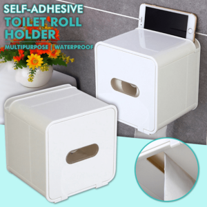 Self-Adhesive Waterproof Wall-Mounted Toilet Paper Roll Holder/Dispenesr+Phone Stand