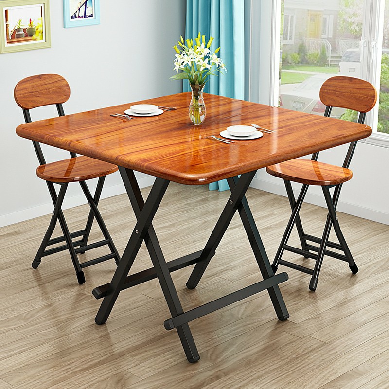 โต๊ะอาหาร โต๊ะไม้พับได้  โต๊ะทานข้าว วางของ ไม่ต้องประกอบ ประหยัดพื้นที่ 70x70x75CM