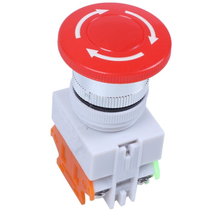 (RHEP) Red Mushroom Cap 1NO 1NC Emergency Stop Push Button Switch AC ...