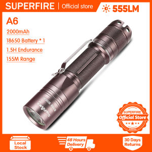 Superfire A6 đèn pin chiến thuật Đèn pin cầm tay bằng hợp kim nhôm nhiều chế độ siêu sáng có thể sạc lại chống nước đi bộ ngoài trời hộ gia đình
