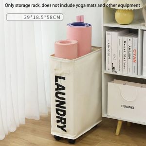 Yoga Mat Storage Basket With 4 Wheels Easy To Move Space-Saving Yoga Mat Rack Foldable Dirty Laundry Basket 瑜伽垫收纳框