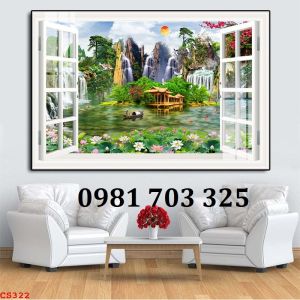 Gạch tranh 3D cửa sổ