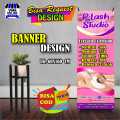Spanduk Banner Eyelash Extension, Salon, Perawatan Wajah Keren, Bagus. 