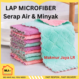 ( harga untuk 5 biji ) Lap Kain Microfiber Serap Air Minyak / Lap serbaguna / Dapur Kitchen Towel / Lap Cuci Piring Meja Kaca Mobil