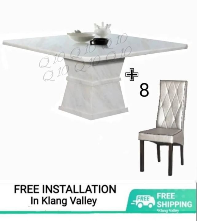 Q 10 - 8 Seater Marble Dining Table Set / 8 Seater Square Marble Dining ...