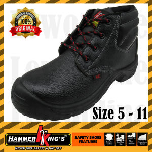 Hammer Kings HK2 Safety Shoes 15003 Steel Toe Cap Steel Midsole Leather Safety Shoes Anti-Slip Mid Cut Lace