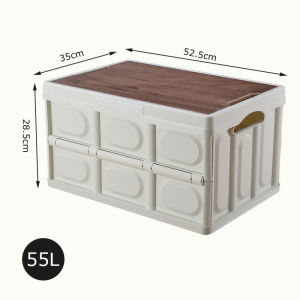 「Stock Ready In M’Sia」Large Capacity Folding Storage Box Outdoor Car Storage Wooden Lid Kotak Penyimpan Lipat Penutup Kayu Camping Storage Box