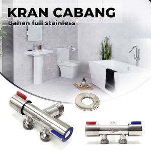 Kran Cabang Shower Kran Engkol Ganda Kran Cabang Bawah 2 Engkol Putar Bahan Stainless SUS 304 JS-32