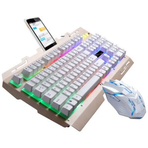 Keyboard Mouse Gaming Kabel LED Rainbow Light Waterproof untuk PC Komputer Laptop