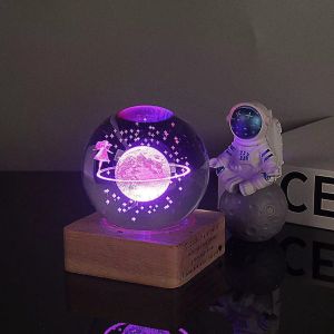 birthday gift night light crystal ball USB小夜灯 水晶球 免费刻字 定制生日礼物 遥控16色彩灯 女生闺蜜520男女朋友情人节毕业礼物