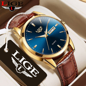 LIGE Luxury Men Watches Couple Watch Women Original Casual Waterproof Leather Luminous Quartz Watch+Box