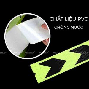 Băng Dính Phản Quang khổ rộng 10 cm x 25 mét Cảnh Báo An Toàn Hình Mũi Tên Dùng Dán Xe Ô tô Thùng Xe Tải Định Hướng An Toàn chất liệu PVC Chống Thấm Nước - Mũi Tên Xanh Đen KAVI
