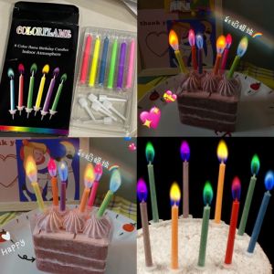 5-12 ชิ้นเทียนเปลี่ยนสีไฟที่มีสีสันเทียนวันเกิดเทียนเปลี่ยนสีเทียนวันเกิดเปลวไฟเทียน