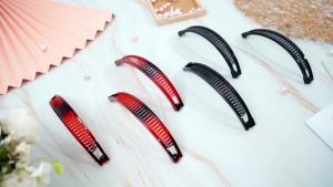 WILLBOND 6 Pcs Banana Clip Hair Clincher Combs Brown Black    Vintage 80s Retro Style for Women Non Slip Clincher Combs Quick Ponytail Styling Comfort For Thick Curly Thin Fine Hair