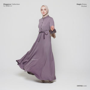 HAYNA Hagia Dress (Orchid) - Dress Kondangan Daily Dress Busui Friendly Gamis Wanita Muslim