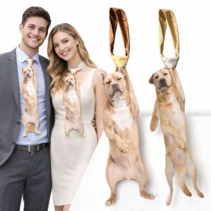 LUXURYLYN 3D Dog Dog-shaped Mens Tie Animal Pattern Novelty Creative Neck Tie Fashion Lifelike Puppy Necktie For Wedding and Party