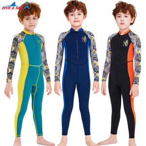 DIVE SAIL Kids Swimsuit Boys Sunblock One-piece Wetsuit Long Sleeved Big Kids Quick-drying Jellyfish Suit