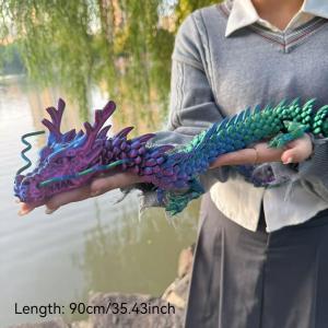 【Auspicious Dragon Welcoming Good Fortune】 90cm Dragon Figurine Articulated Joints Realistic Dragon Figurine 3D Printed Dragon