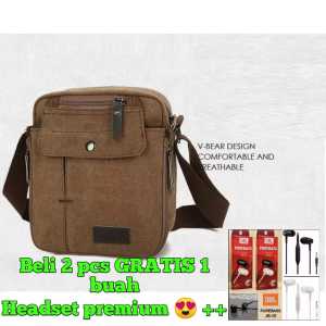 Tas selempang kanvas pria / Tas kanvas pria / Tas kanvas kecil / Tas travel kanvas